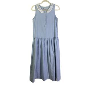 JODI SCHWARTZ Bill Berman Dress Vintage Medium Drop Waist 80's Lace‎ Collar USA